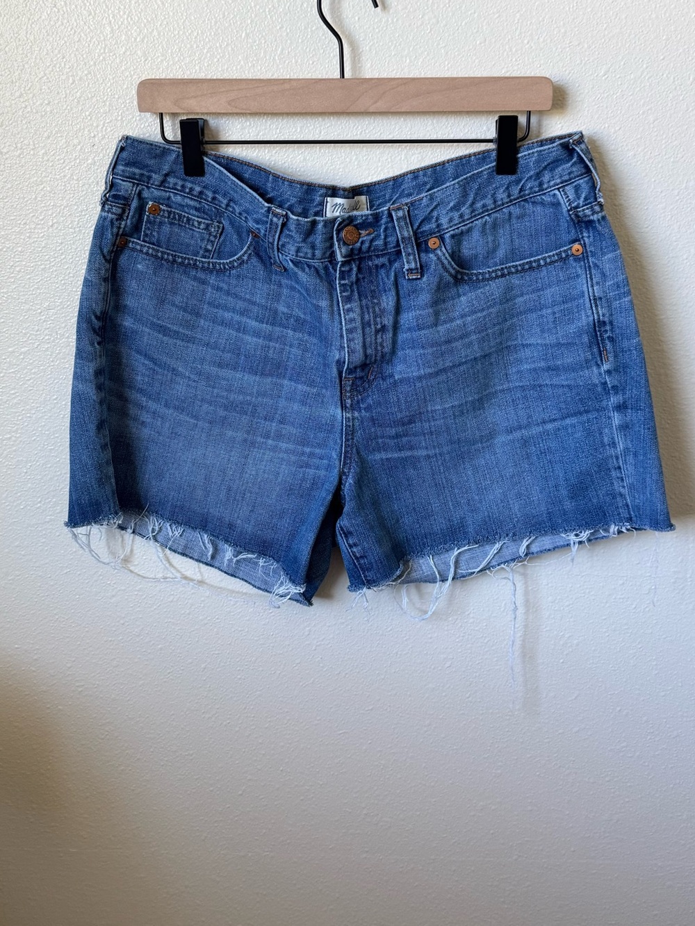 Madewell Blue Denim Cutoff Shorts with Raw Hem
